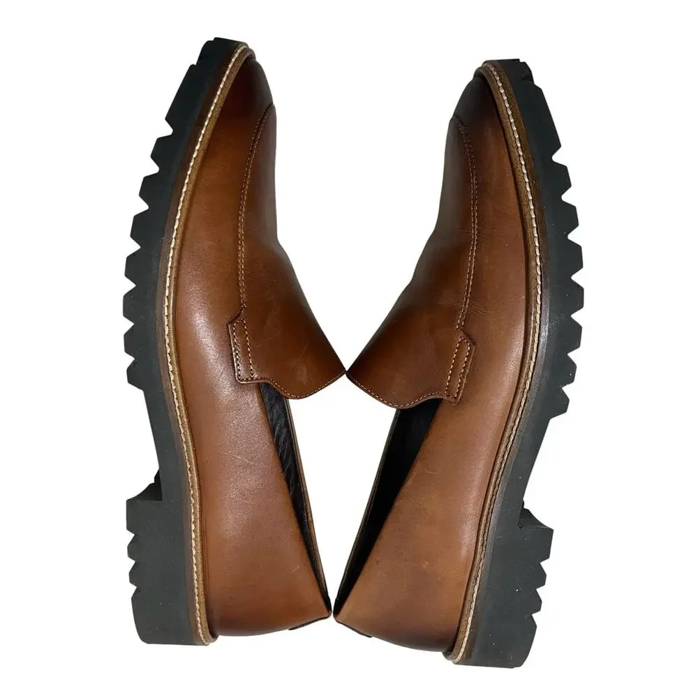 ECCO Women's Incise Tailored Brown Leather Loafers 8 8.5 US 39 Career Slip On - Picture 7 of 8